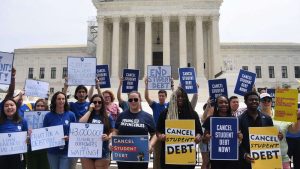 Supporters of student debt forgiveness demonstrate outside the US Supreme Court (ABC NEWS)